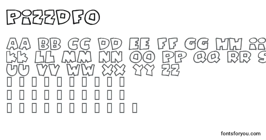 Schriftart Pizzdfo – Alphabet, Zahlen, spezielle Symbole
