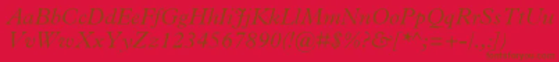 PlantinMtLightItalic Font – Brown Fonts on Red Background