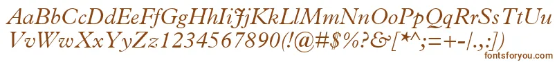 PlantinMtLightItalic Font – Brown Fonts on White Background