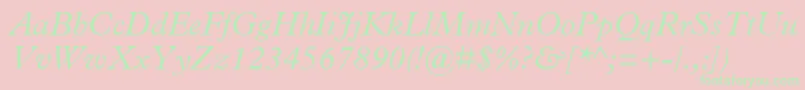 PlantinMtLightItalic Font – Green Fonts on Pink Background