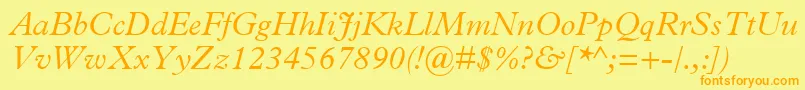 PlantinMtLightItalic Font – Orange Fonts on Yellow Background