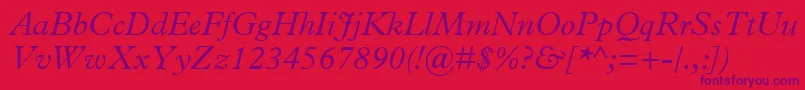 PlantinMtLightItalic Font – Purple Fonts on Red Background