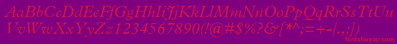 PlantinMtLightItalic Font – Red Fonts on Purple Background