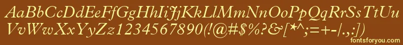 PlantinMtLightItalic Font – Yellow Fonts on Brown Background