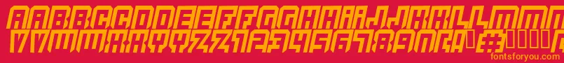 フォントQuicksilver – 赤い背景にオレンジの文字