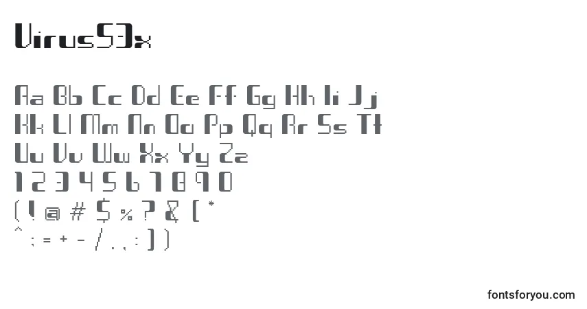 Virus53x-fontti – aakkoset, numerot, erikoismerkit