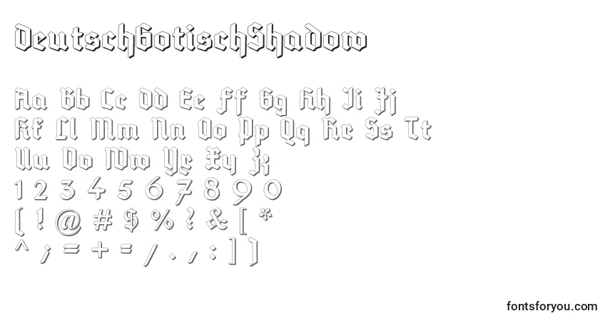 Czcionka DeutschGotischShadow – alfabet, cyfry, specjalne znaki