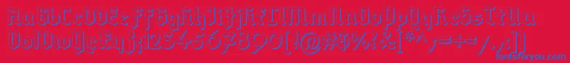 DeutschGotischShadow-Schriftart – Blaue Schriften auf rotem Hintergrund