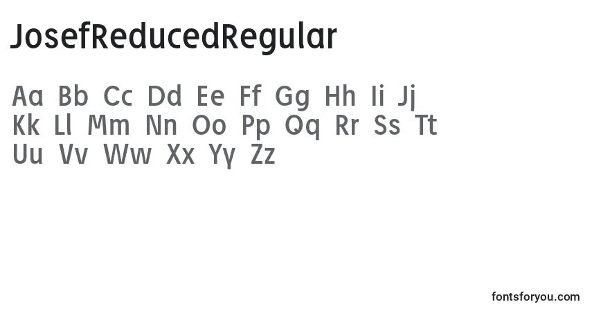 Шрифт JosefReducedRegular (85421) – алфавит, цифры, специальные символы