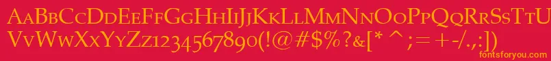 PheasantSmallCaps-Schriftart – Orangefarbene Schriften auf rotem Hintergrund