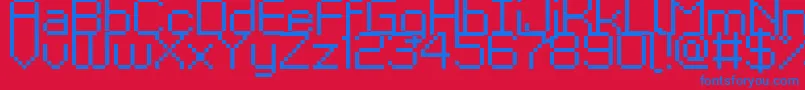 Kyrou9Regular-fontti – siniset fontit punaisella taustalla