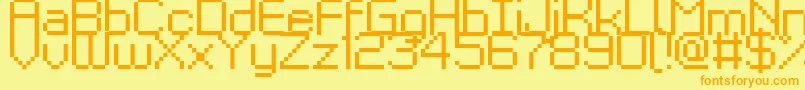 フォントKyrou9Regular – オレンジの文字が黄色の背景にあります。