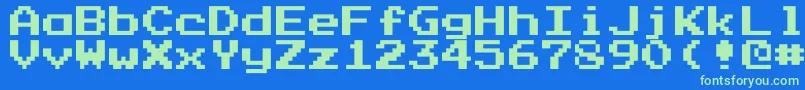 PressStartK Font – Green Fonts on Blue Background