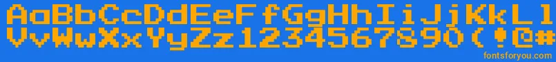 Fonte PressStartK – fontes laranjas em um fundo azul
