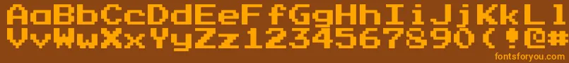 PressStartK-fontti – oranssit fontit ruskealla taustalla