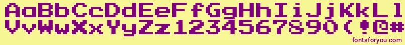 PressStartK Font – Purple Fonts on Yellow Background