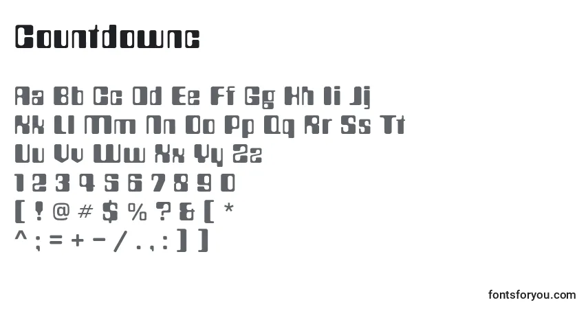A fonte Countdownc – alfabeto, números, caracteres especiais