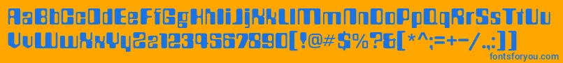 Countdownc-Schriftart – Blaue Schriften auf orangefarbenem Hintergrund