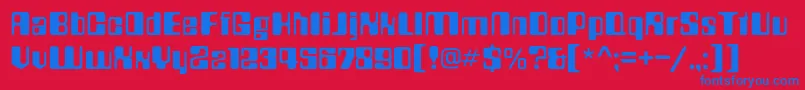 Countdownc-Schriftart – Blaue Schriften auf rotem Hintergrund