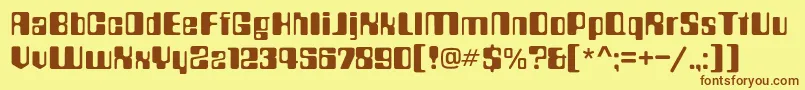 フォントCountdownc – 茶色の文字が黄色の背景にあります。