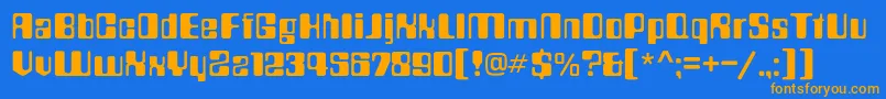 フォントCountdownc – オレンジ色の文字が青い背景にあります。