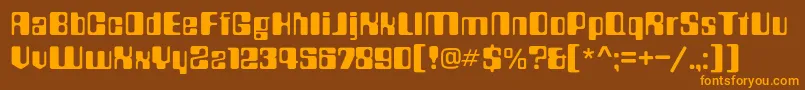 フォントCountdownc – オレンジ色の文字が茶色の背景にあります。