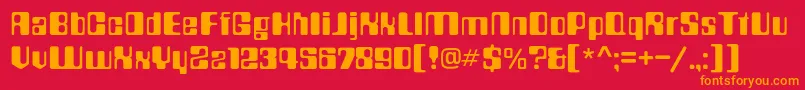 Countdownc-Schriftart – Orangefarbene Schriften auf rotem Hintergrund