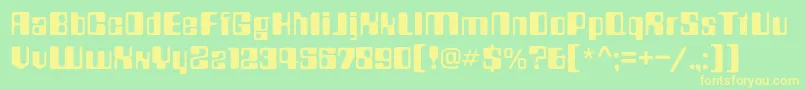 Countdownc-Schriftart – Gelbe Schriften auf grünem Hintergrund