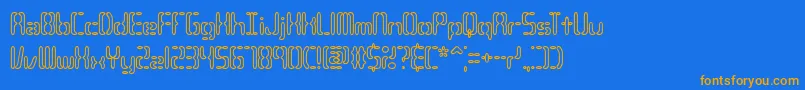 フォントCompc3o – オレンジ色の文字が青い背景にあります。