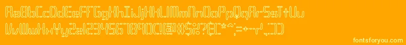 Compc3o-Schriftart – Gelbe Schriften auf orangefarbenem Hintergrund