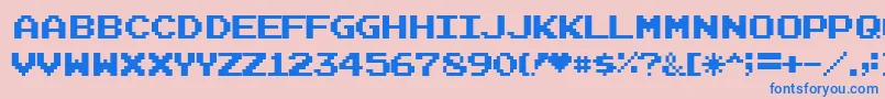 Więcej informacji o czcionce Joystix Czcionka Joystix – niebieskie czcionki na różowym tle