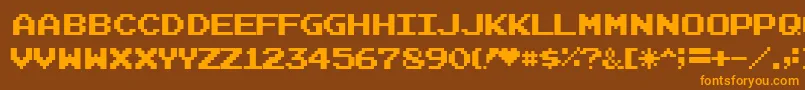 Weitere Informationen zur Joystix-Schriftart Joystix-Schriftart – Orangefarbene Schriften auf braunem Hintergrund