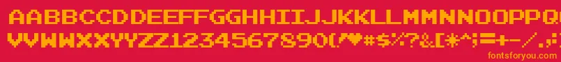 フォントJoystix – 赤い背景にオレンジの文字