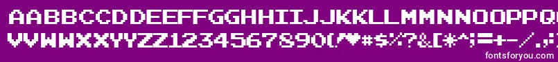 Joystix-Schriftart – Weiße Schriften auf violettem Hintergrund