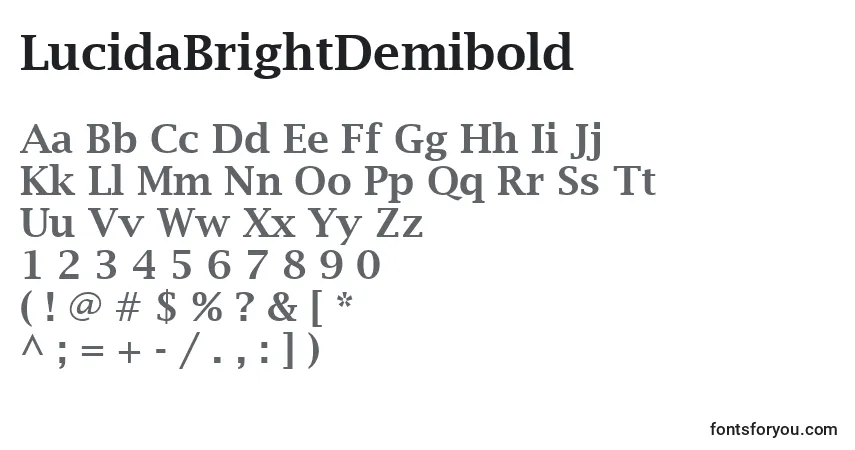 Шрифт LucidaBrightDemibold – алфавит, цифры, специальные символы