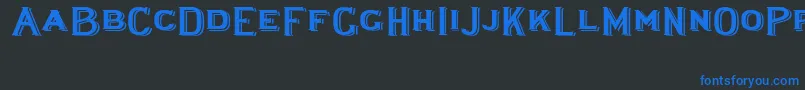 Lewishamshadowedwide-Schriftart – Blaue Schriften auf schwarzem Hintergrund