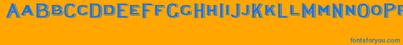 Lewishamshadowedwide-Schriftart – Blaue Schriften auf orangefarbenem Hintergrund