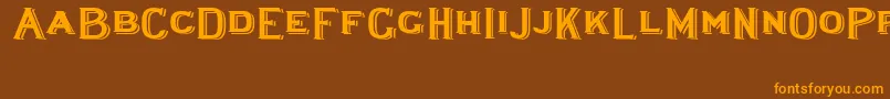 Weitere Informationen zur Lewishamshadowedwide-Schriftart Lewishamshadowedwide-Schriftart – Orangefarbene Schriften auf braunem Hintergrund