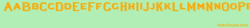 Weitere Informationen zur Lewishamshadowedwide-Schriftart Lewishamshadowedwide-Schriftart – Orangefarbene Schriften auf grünem Hintergrund