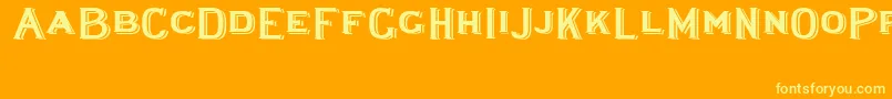 Lewishamshadowedwide-Schriftart – Gelbe Schriften auf orangefarbenem Hintergrund