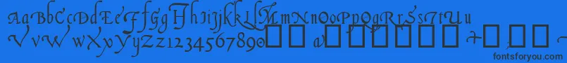 ItalianCursive14thC Font – Black Fonts on Blue Background