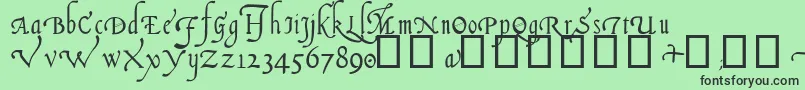 フォントItalianCursive14thC – 緑の背景に黒い文字