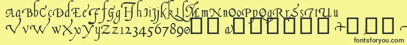 ItalianCursive14thC-Schriftart – Schwarze Schriften auf gelbem Hintergrund