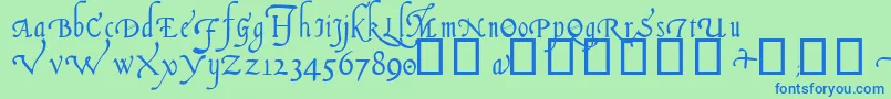 ItalianCursive14thC-Schriftart – Blaue Schriften auf grünem Hintergrund