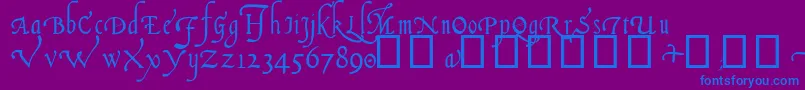 ItalianCursive14thC Font – Blue Fonts on Purple Background