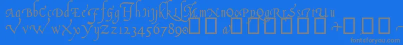 フォントItalianCursive14thC – 青い背景に灰色の文字