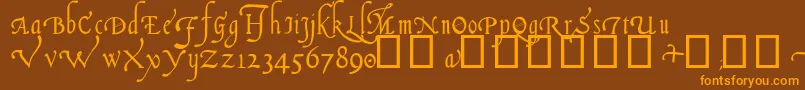 ItalianCursive14thC-Schriftart – Orangefarbene Schriften auf braunem Hintergrund