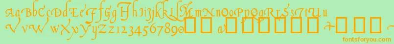 ItalianCursive14thC-Schriftart – Orangefarbene Schriften auf grünem Hintergrund