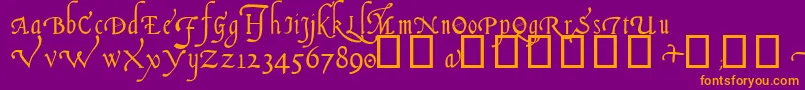 ItalianCursive14thC Font – Orange Fonts on Purple Background