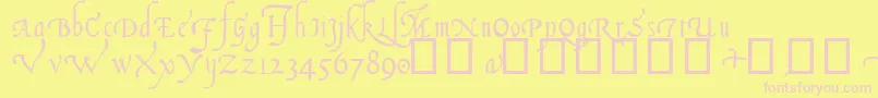 ItalianCursive14thC Font – Pink Fonts on Yellow Background